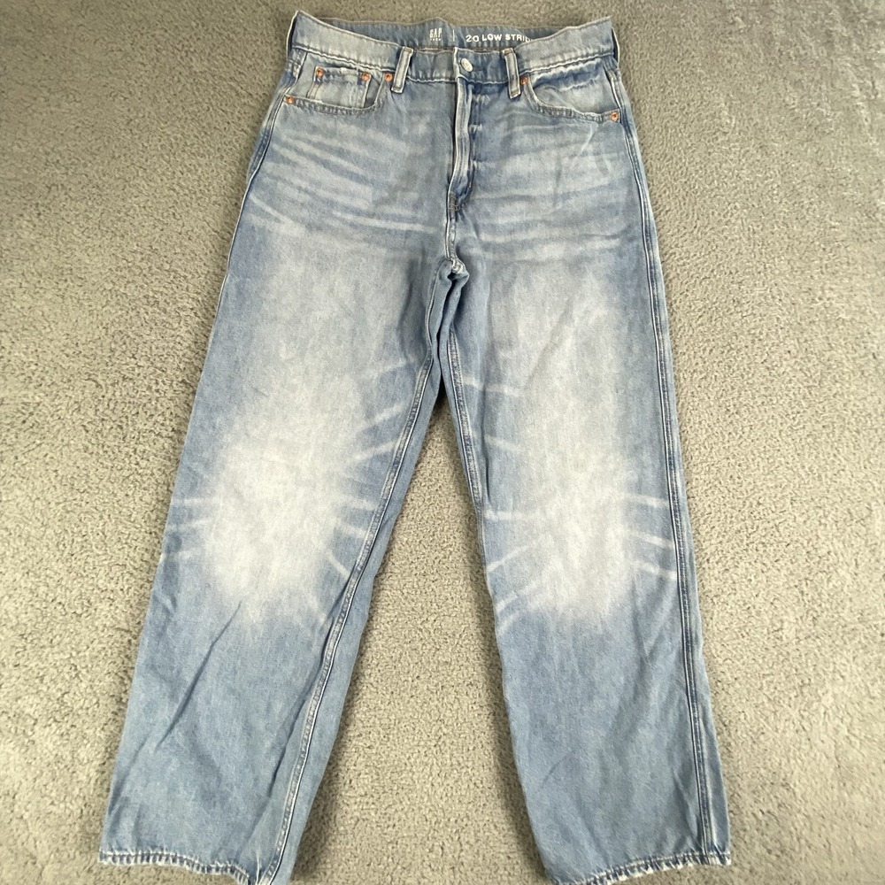 Gap Teens Jeans Girls 20 Low Stride Straight Leg Relaxed Fit Light Wash Baggy